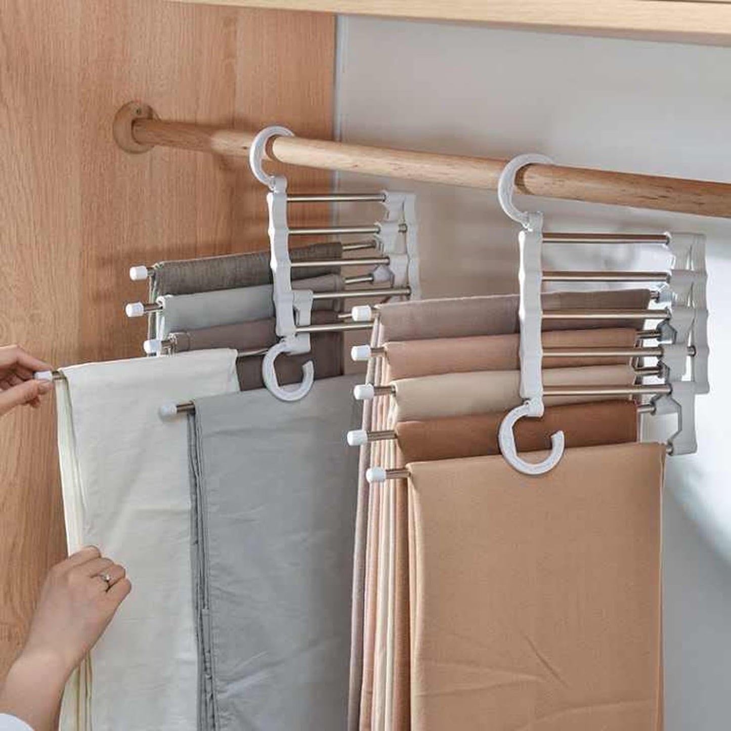 5pcs Foldable Hanger for Clothes Hanging Multi-Layer Cloth Hangers