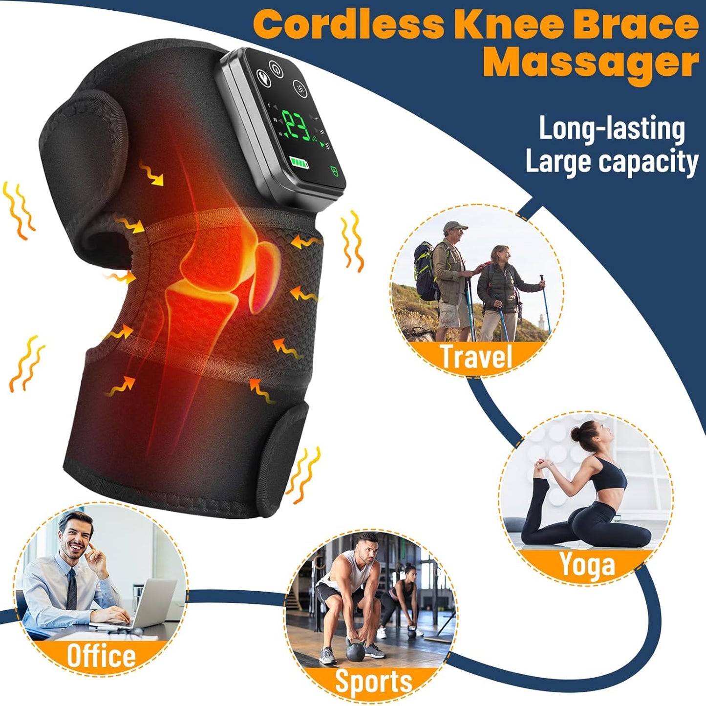 Knee Massager Joint Pain Relief 3-in-1 Cordless Knee Heat Pads