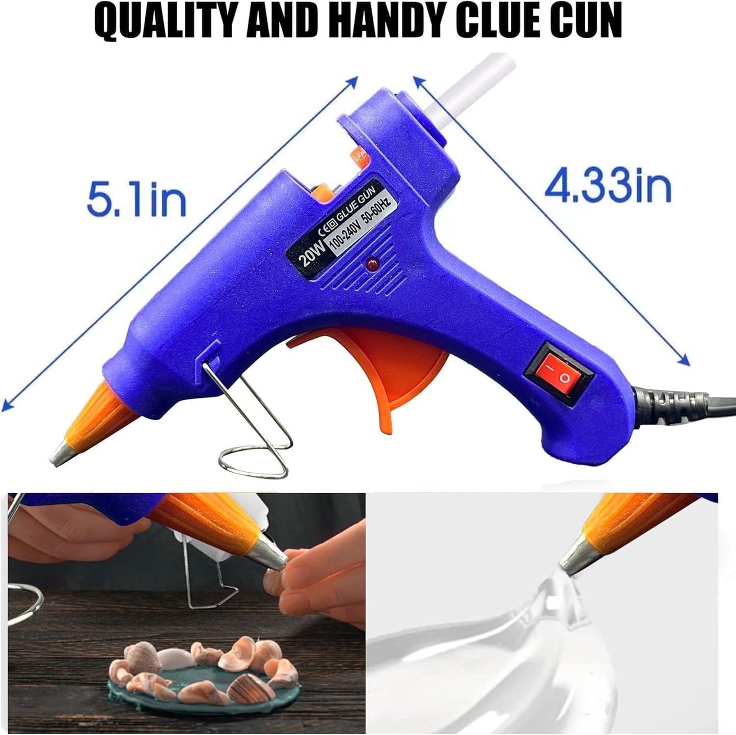 Hot Glue Gun, 90sec Fast Heat Mini Gun for Crafting, 30pcs Sticks, 150cm Power Cord