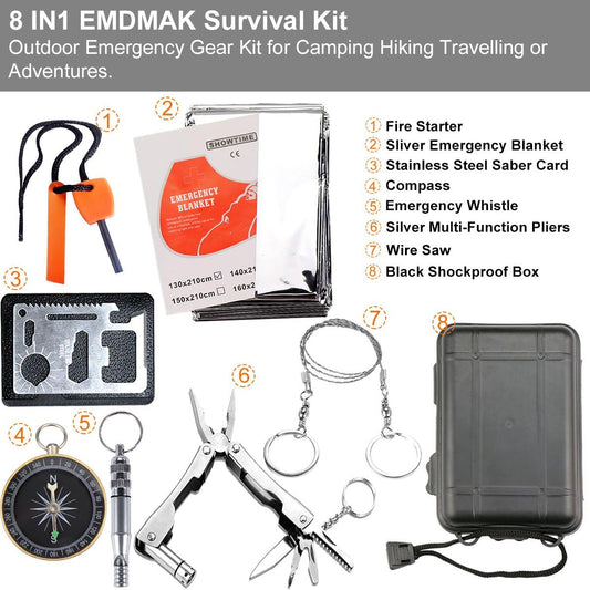 Survival Kit Outdoor Emergency Gear Kit for Camping Hiking Travelling or Adventures