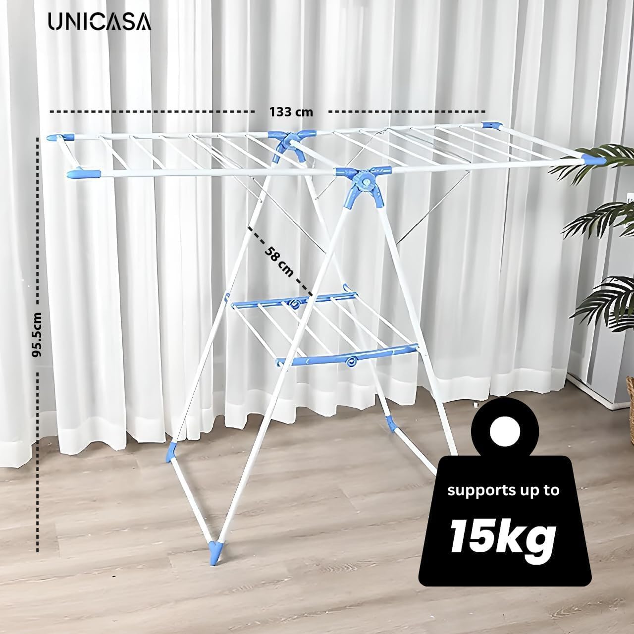 Stainless steel Foldable Cloth Drying Rack with Adjustable Wings (metallic)