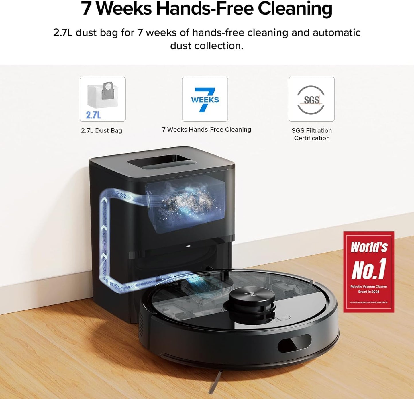 roborock Q7 TF+(Upgraded from Q5 Pro+) Robot Vacuum and Mop, 7 Weeks Self-Emptying