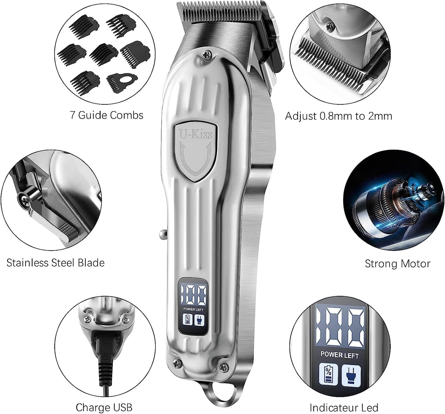 Electric Hair Clippers for Men, Cordless Barber Clippers