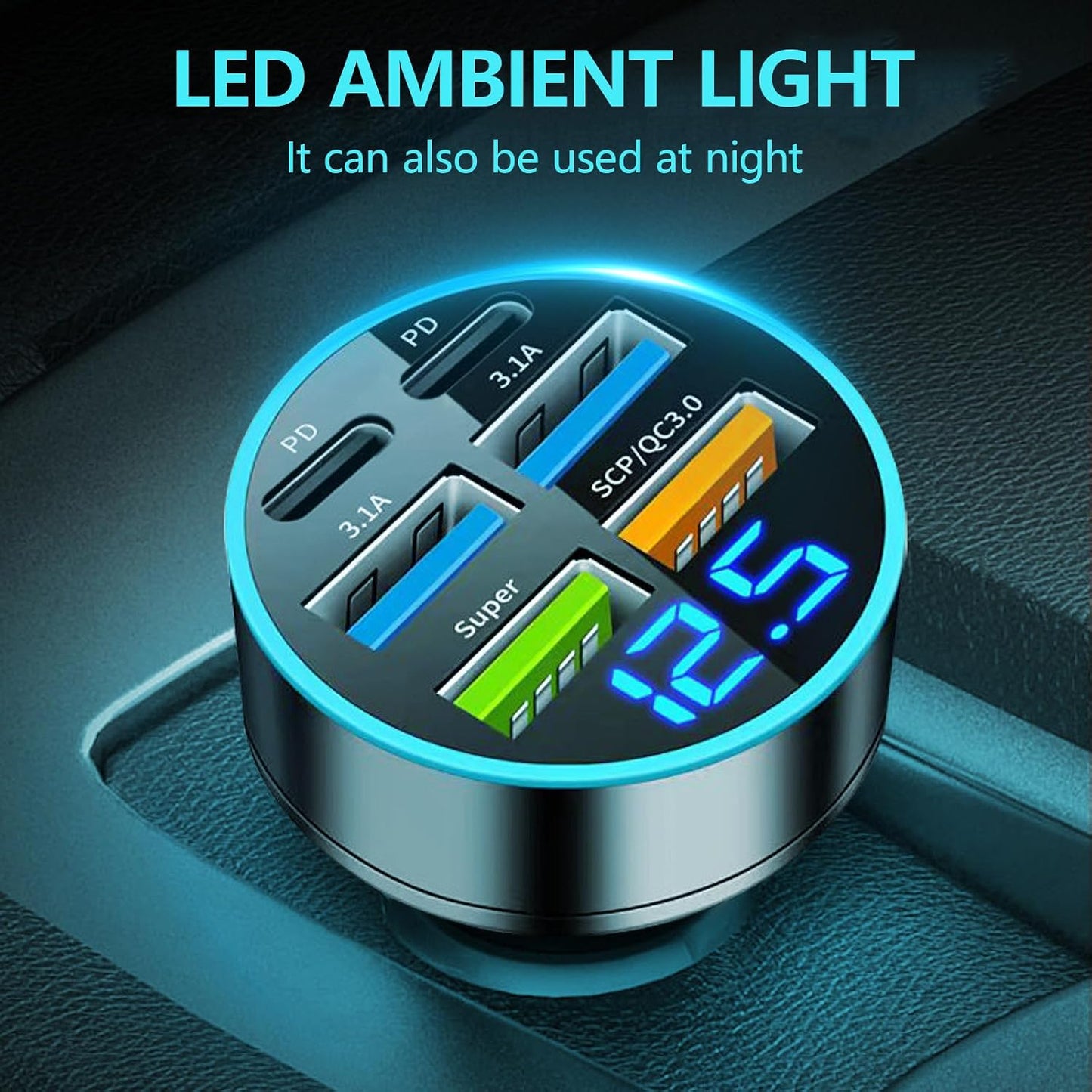 Total 66W Intelligent Car Charging Multi Port Rapid Car Charging