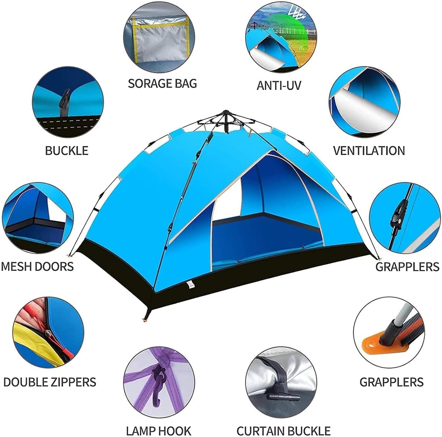 Lightweight Camping Tent 4-6 Person color varies, Great for Outdoor Camping Hiking