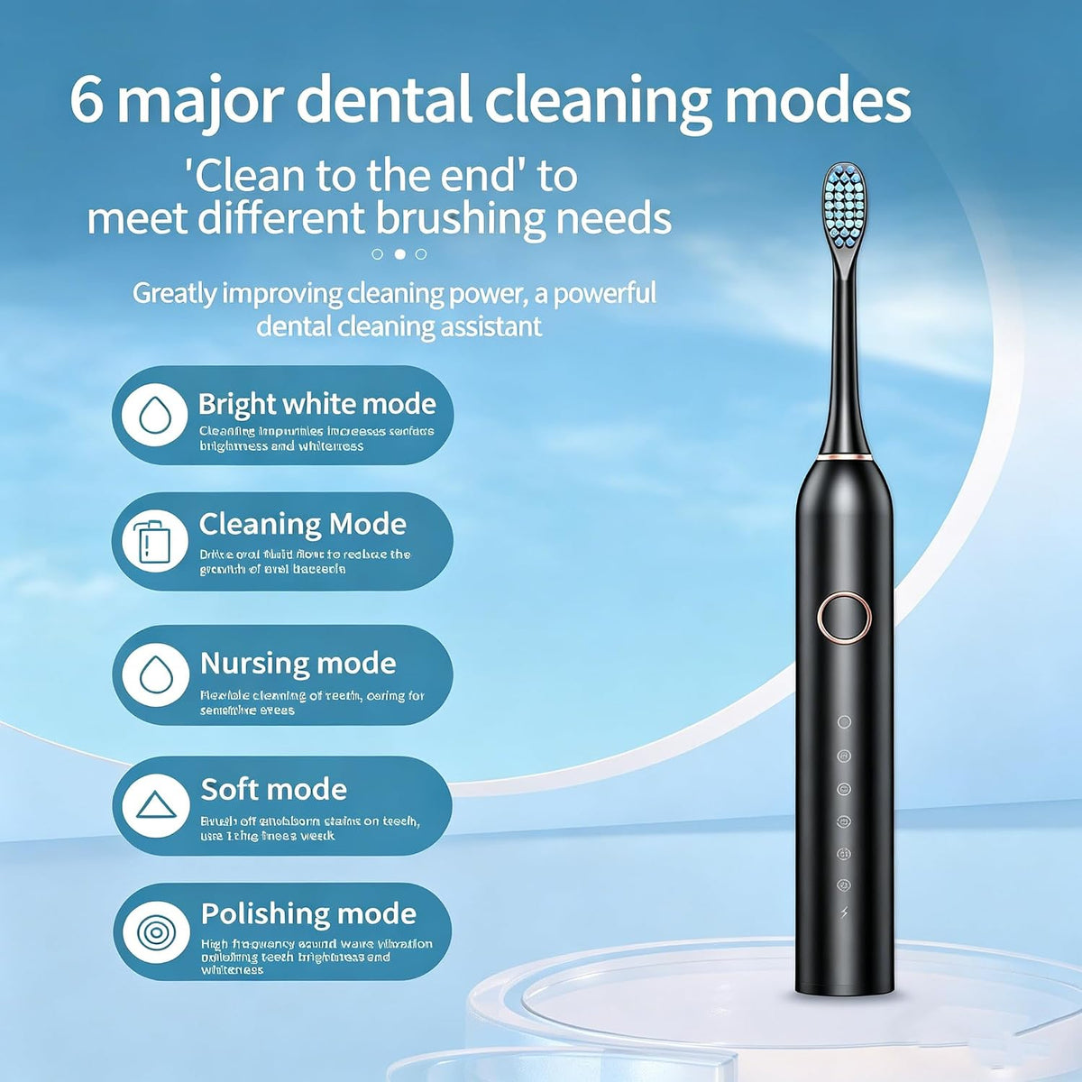 Electric Toothbrush for Adults /kids 6 Modes, 4 Brush Heads