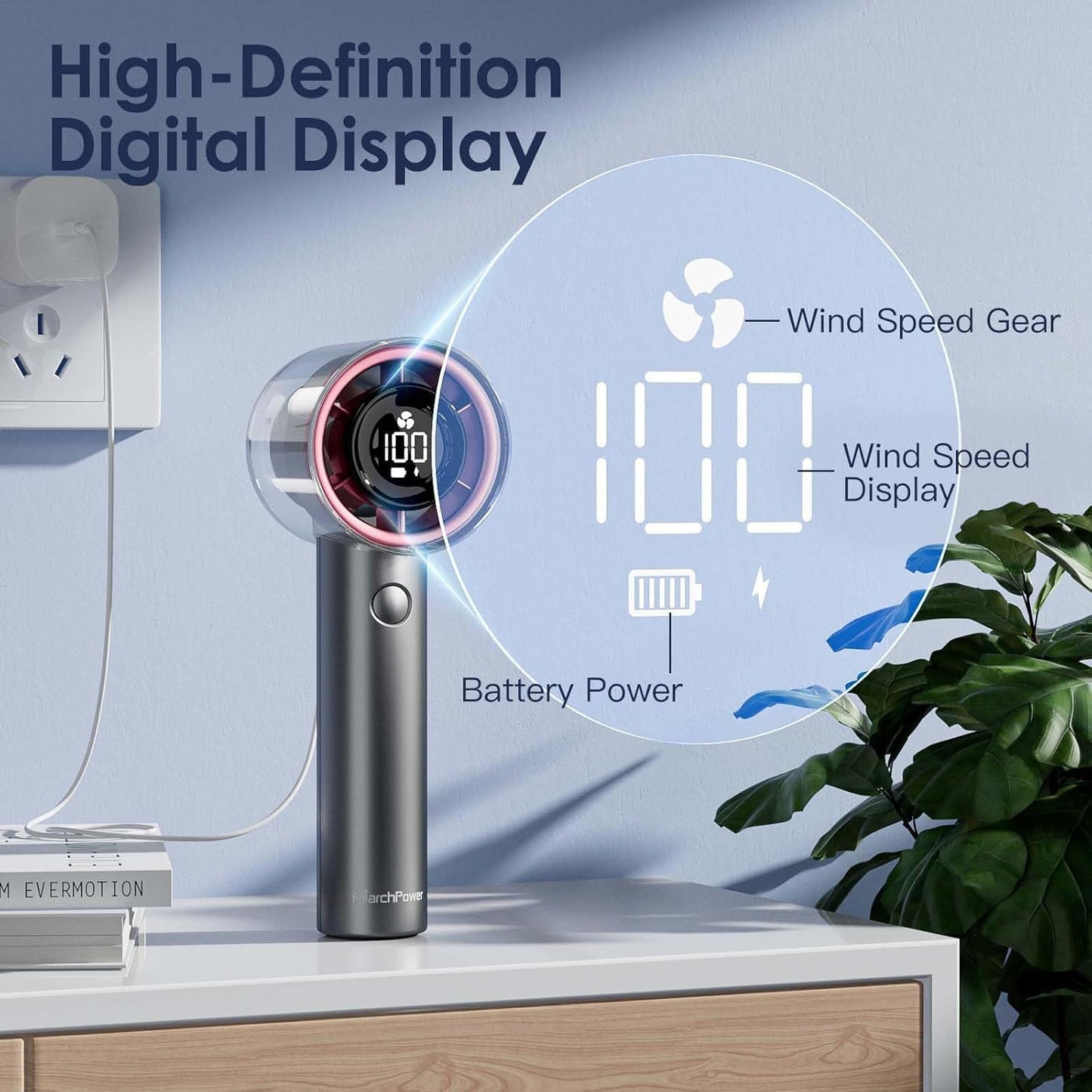 Portable Handheld Fan with Adjustable High Speed