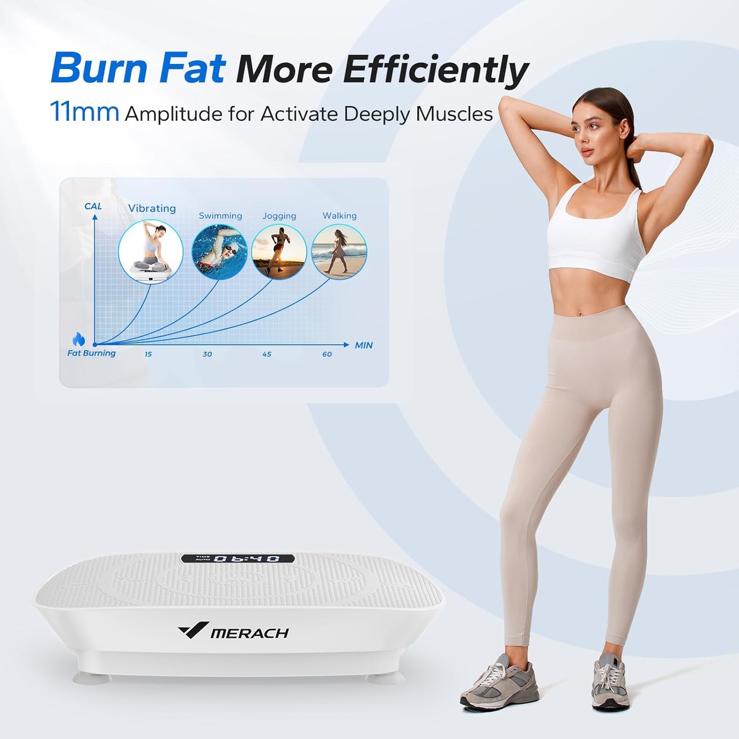 MERACH Vibration Plate Exercise Machine, Whole Body Exercise & Fitness Equipment, Bluetooth and Silicone Pedal, Vibrating Plate Machine