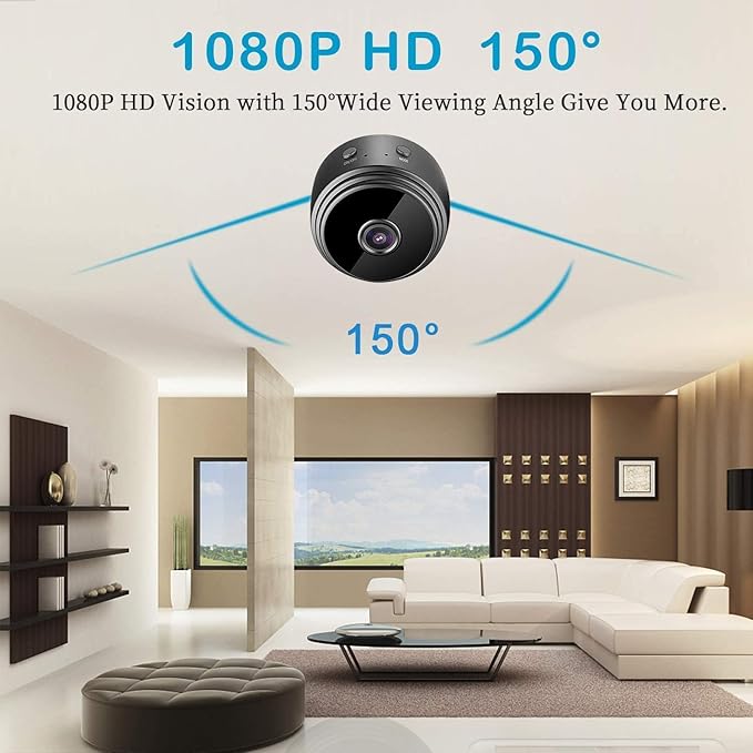 Mini WiFi Hidden Cameras,Wireless Spy Cameras with Video Live Feed / baby Nanny cam