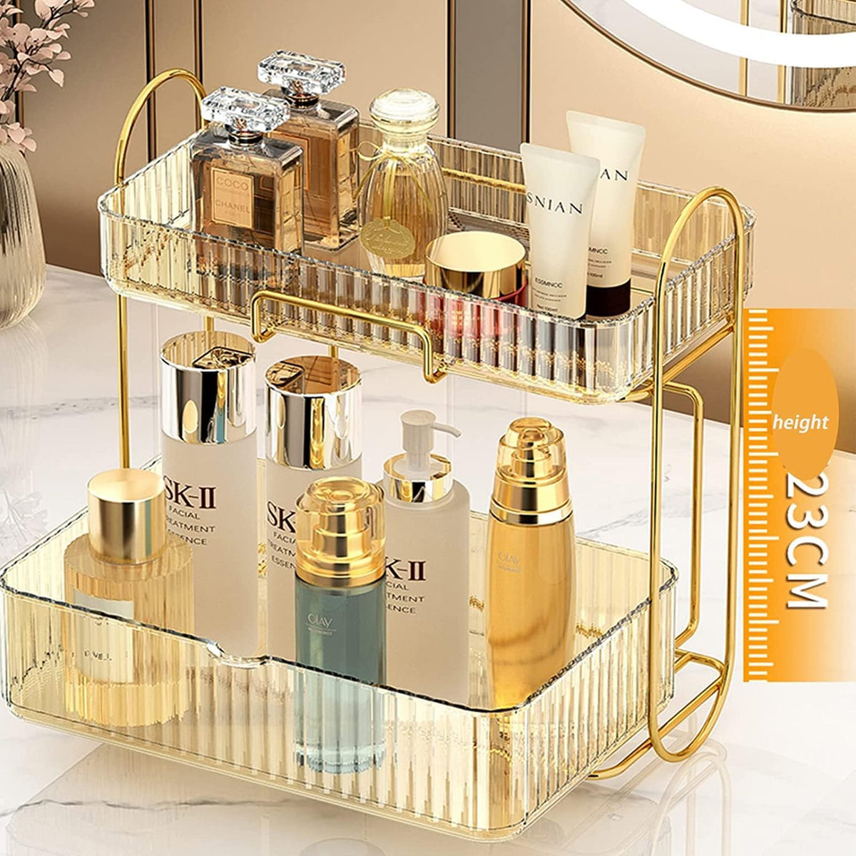 2-Tier Bathroom Organizer Countertop,Vanity Organizer Basket