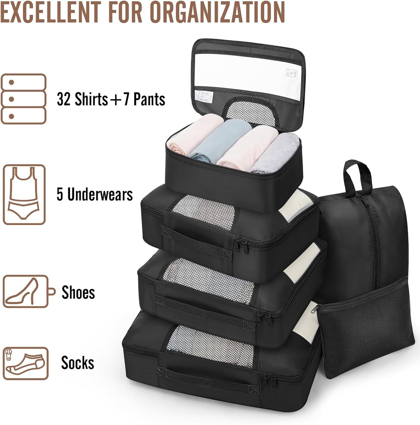 8 Set of packing cubes  Various Colored