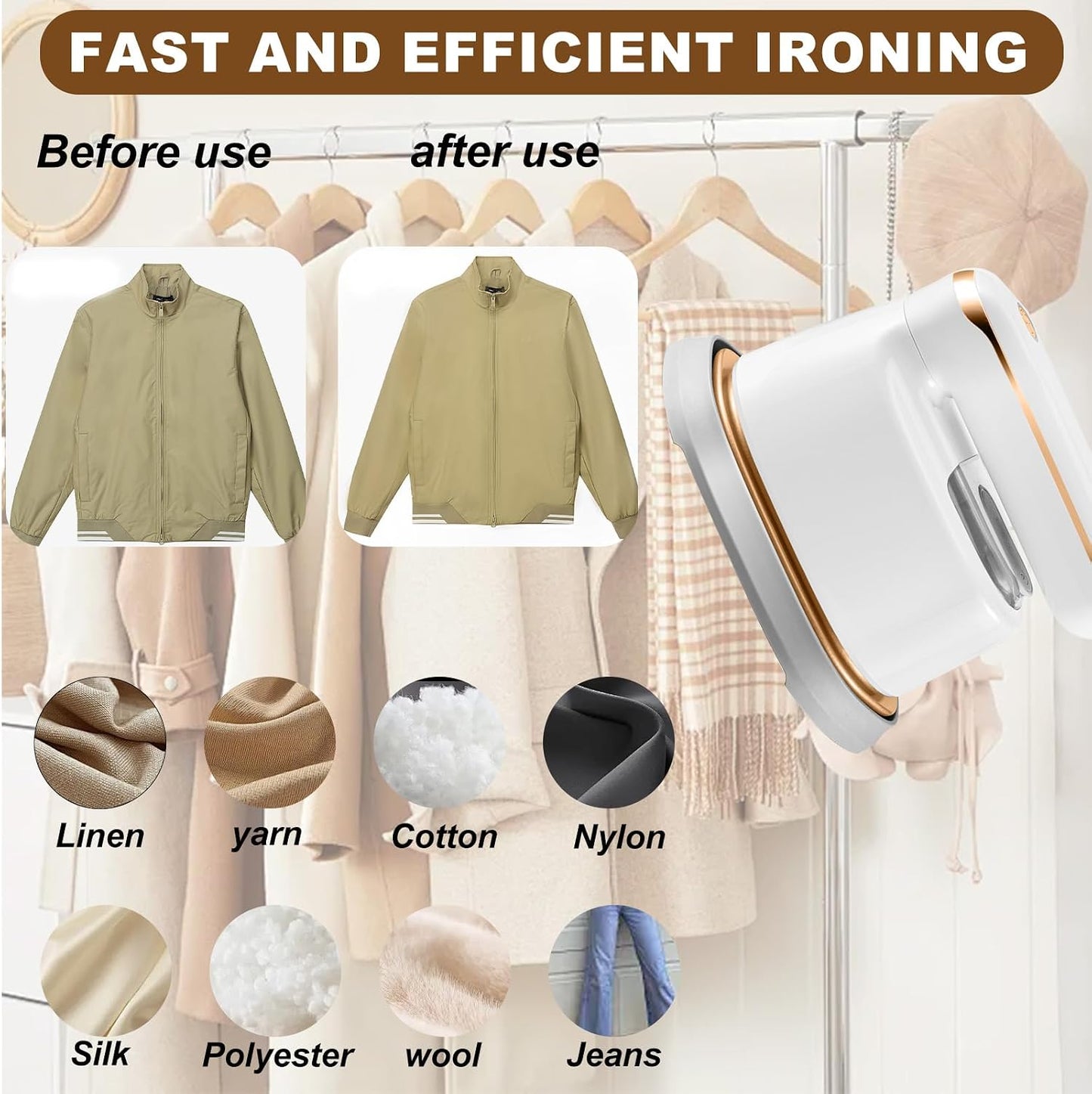 2 in 1 Travel Steamer Iron,160x80mm, 15s Rapid Heating
