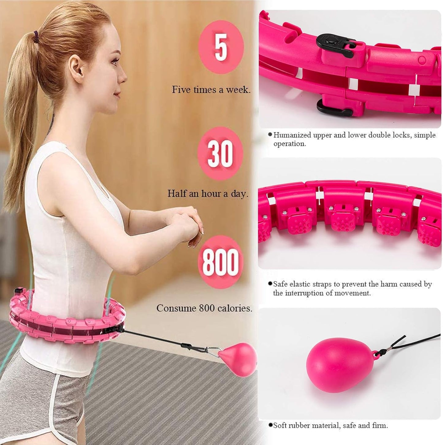 Weighted Hula Hoop for Adults and Kids, Adjustable Size