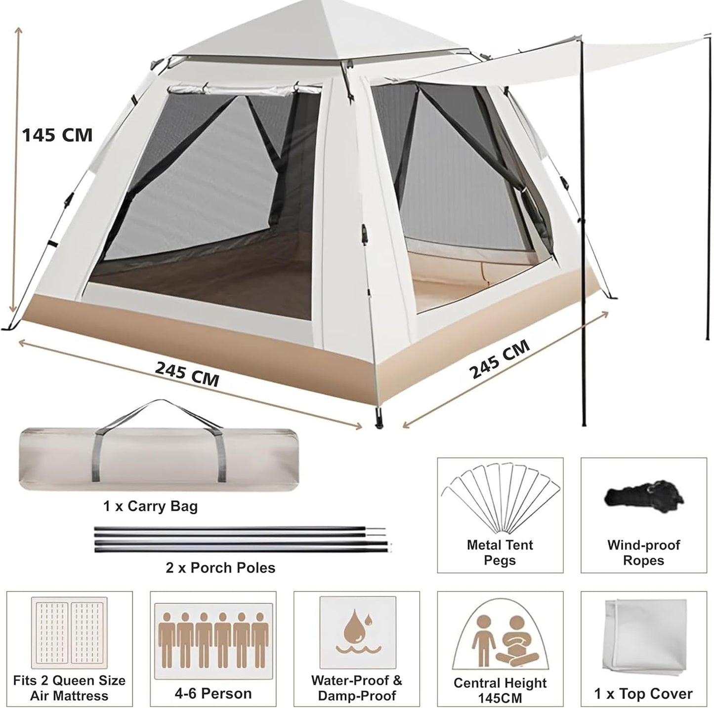 Outdoor Automatic  Camping Tent 4-6 people + shade