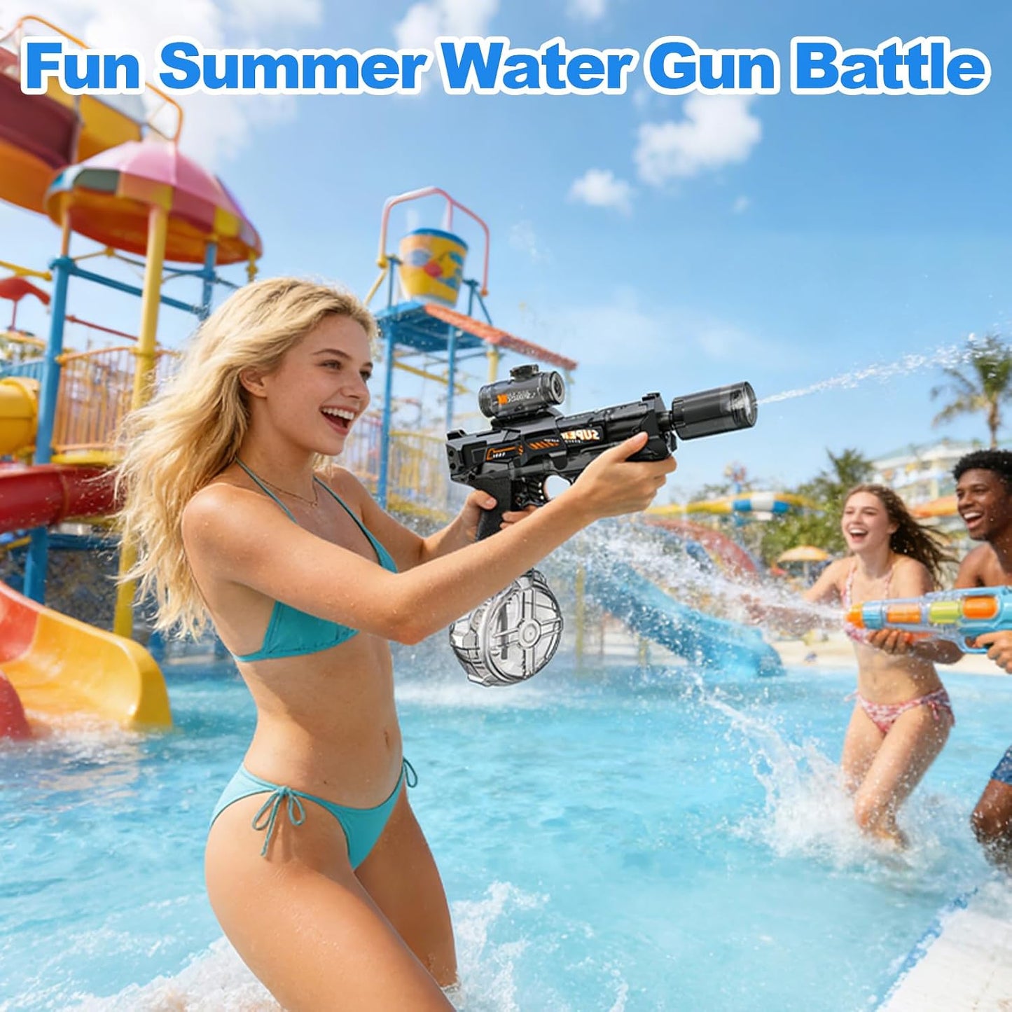 Electric Water Gun  Pistols Long Range with flashing light