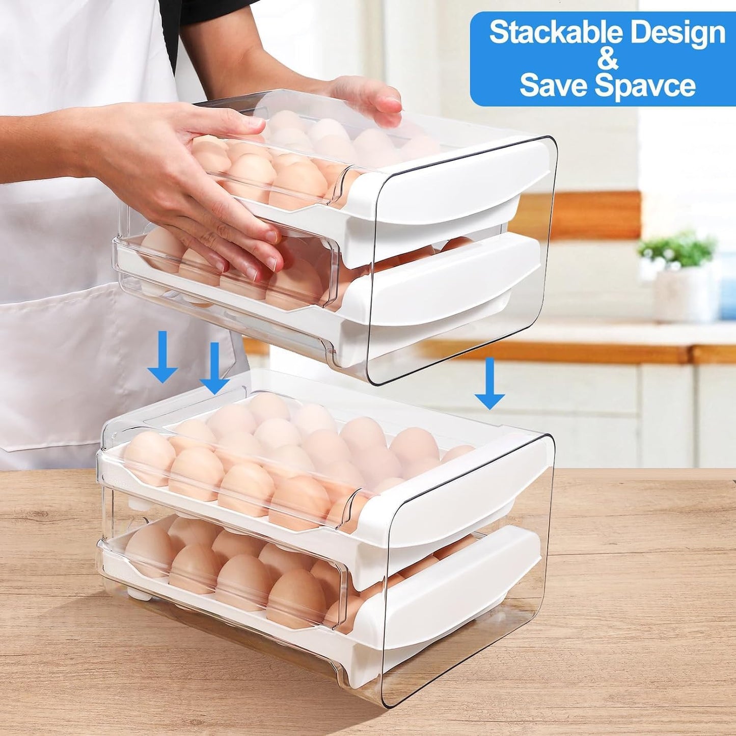 Egg Holder for Refrigerator, 40 Capacity Egg Storage