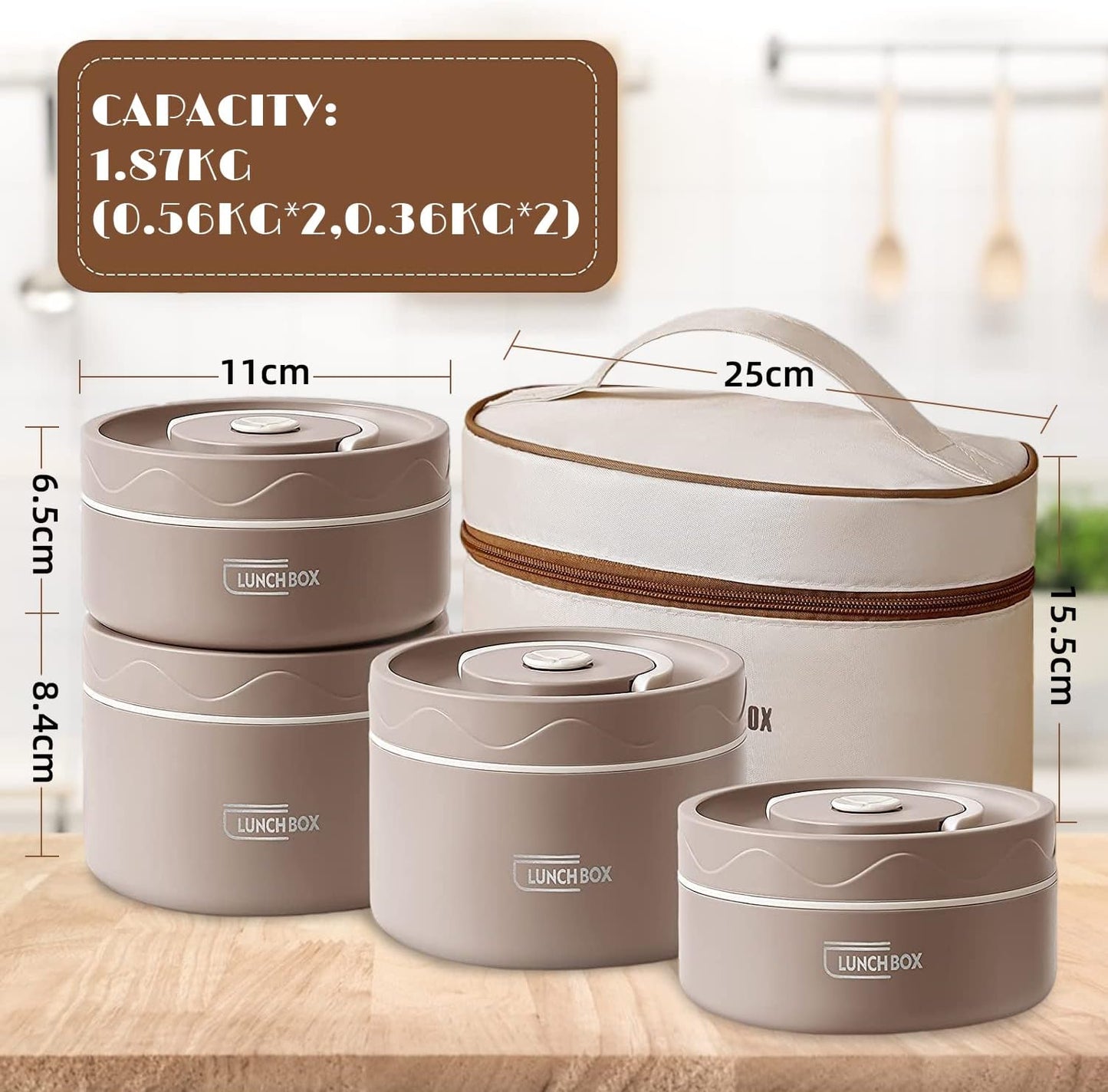 4 set  Portable Insulated Lunch Container, Stainless Steel Thermal Food Box (very durable)