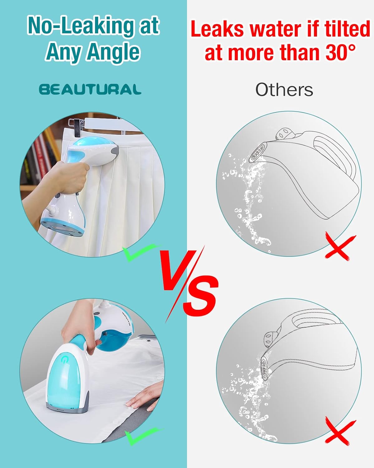 Handheld Garment Steamer with Removable Water Tank