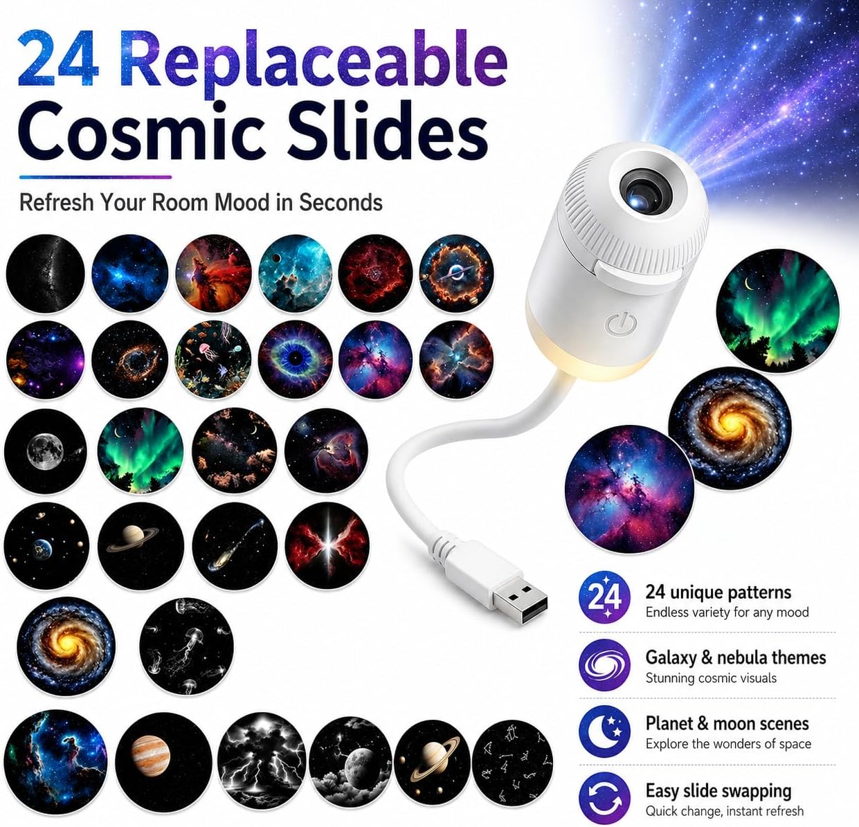 Hd Smart Dynamic 5D Holographic Night Light Projector