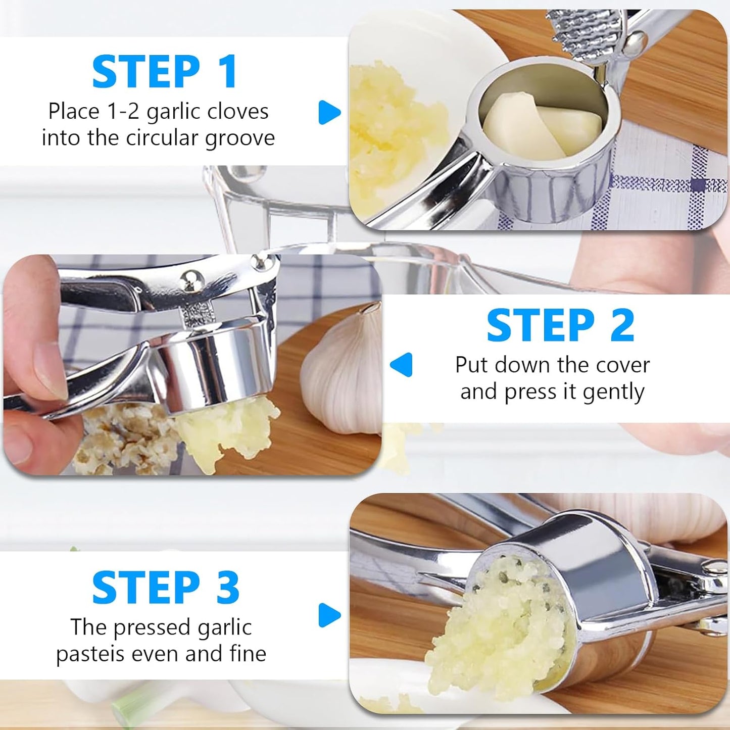 Stainless Steel Multi-Functional Manual Garlic Crusher Presser Portable