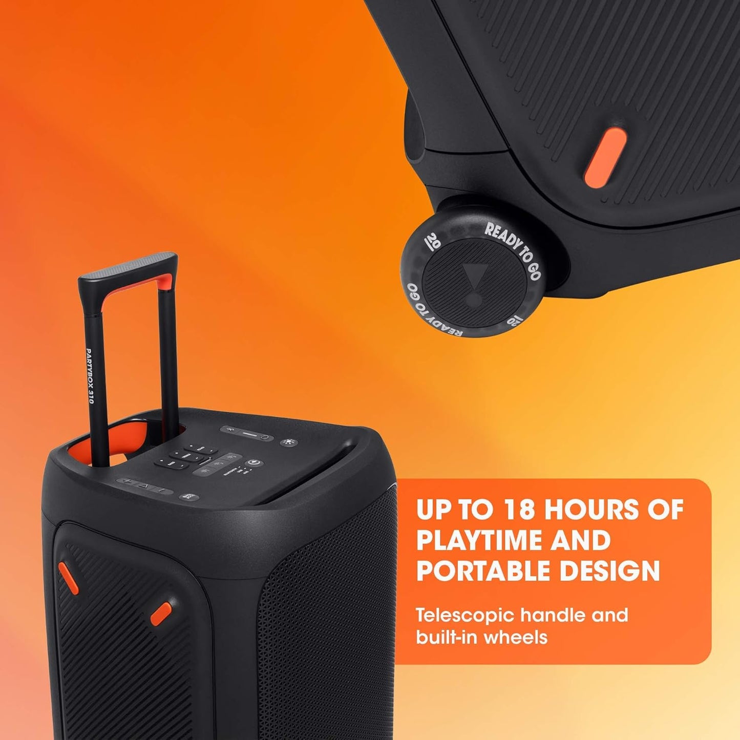 JBL PartyBox 310 Portable Party Speaker with Dazzling Lights and Powerful JBL Pro Sound, 18H Battery