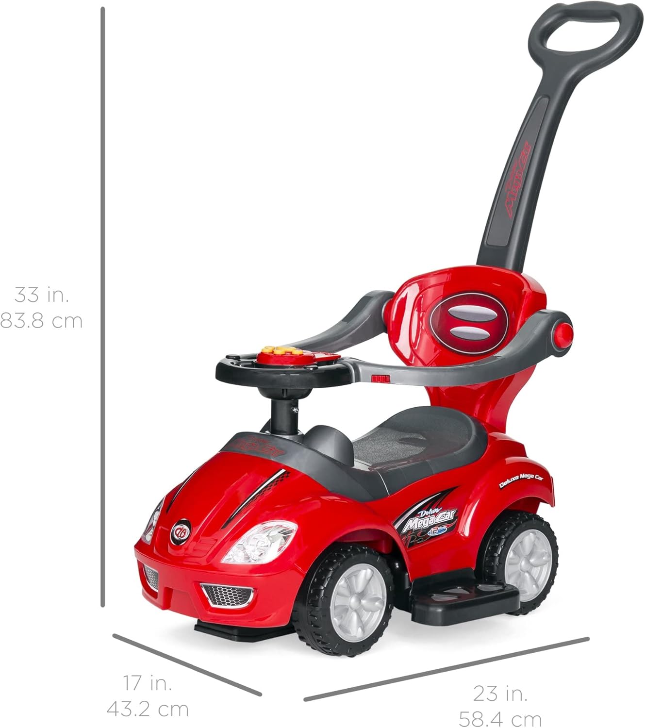 3-in-1 Kids Push and Pedal Toddler Ride Remote , Rechargeable  On Push Car Stroller with Push Handle