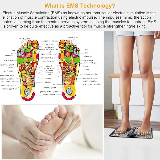 Intelligent Health Foot Massager, EMS Pulse Massage Foot Pad, Micro Current Foot massage