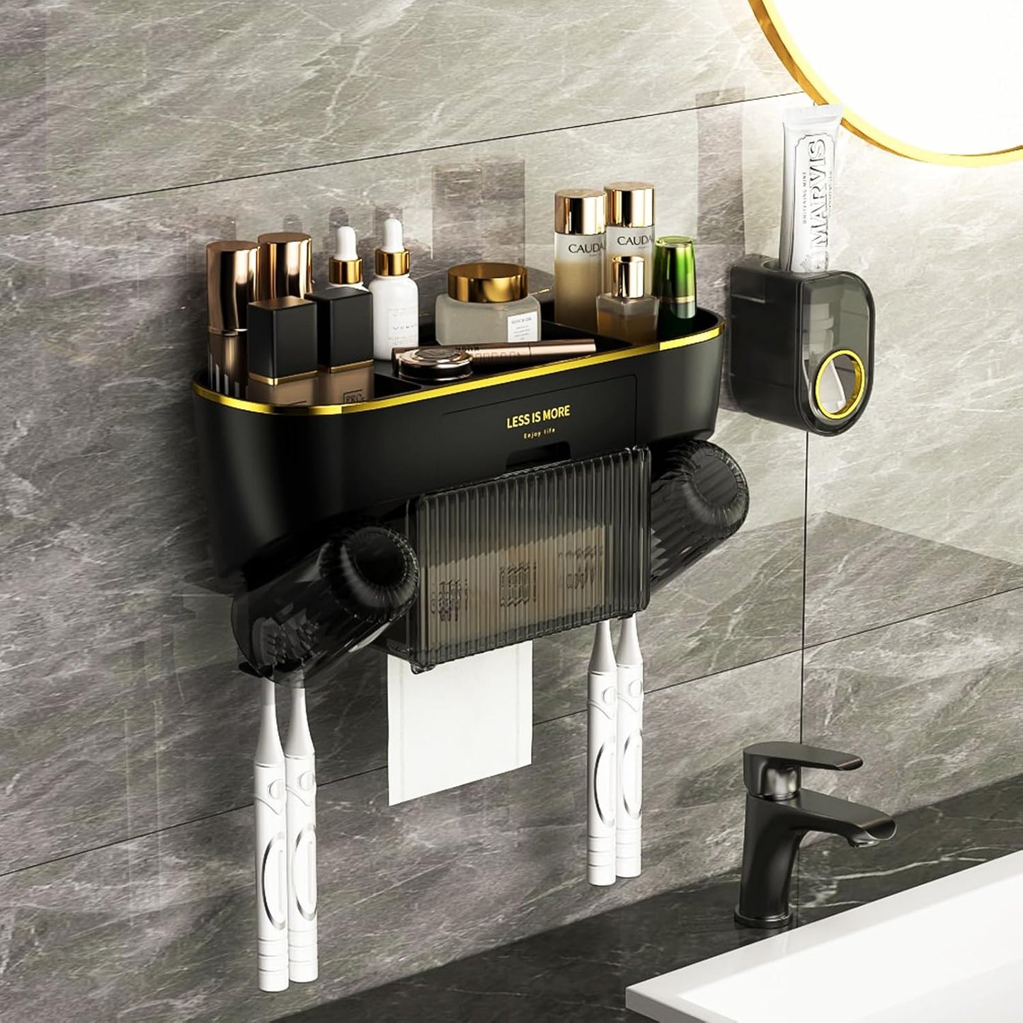 Toothbrush Holder, with Automatic Toothpaste Dispenser