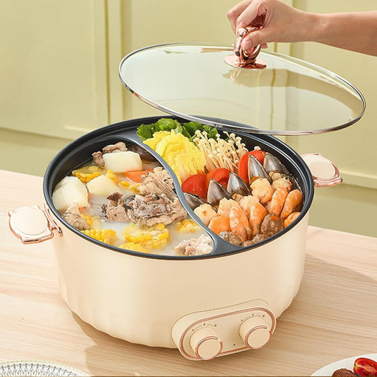 Hot Pot Electric with Divider Double, 6L capacity Non stick