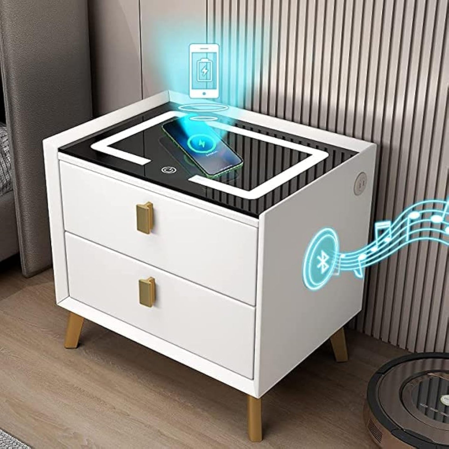 Smart Nightstand Table with Wireless Charging Station