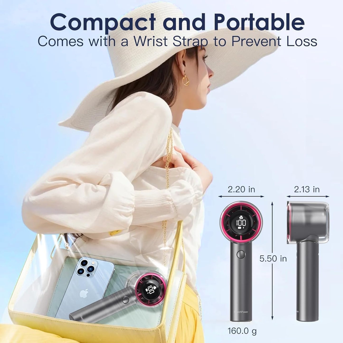 Portable Handheld Fan with Adjustable High Speed