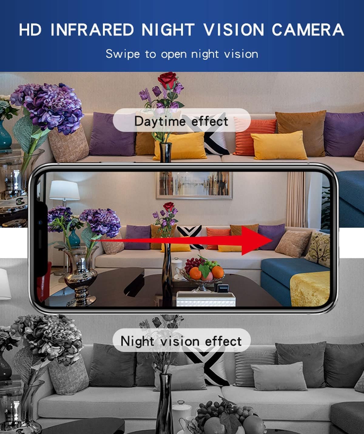 Mini WiFi Hidden Cameras,Wireless Spy Cameras with Video Live Feed / baby Nanny cam