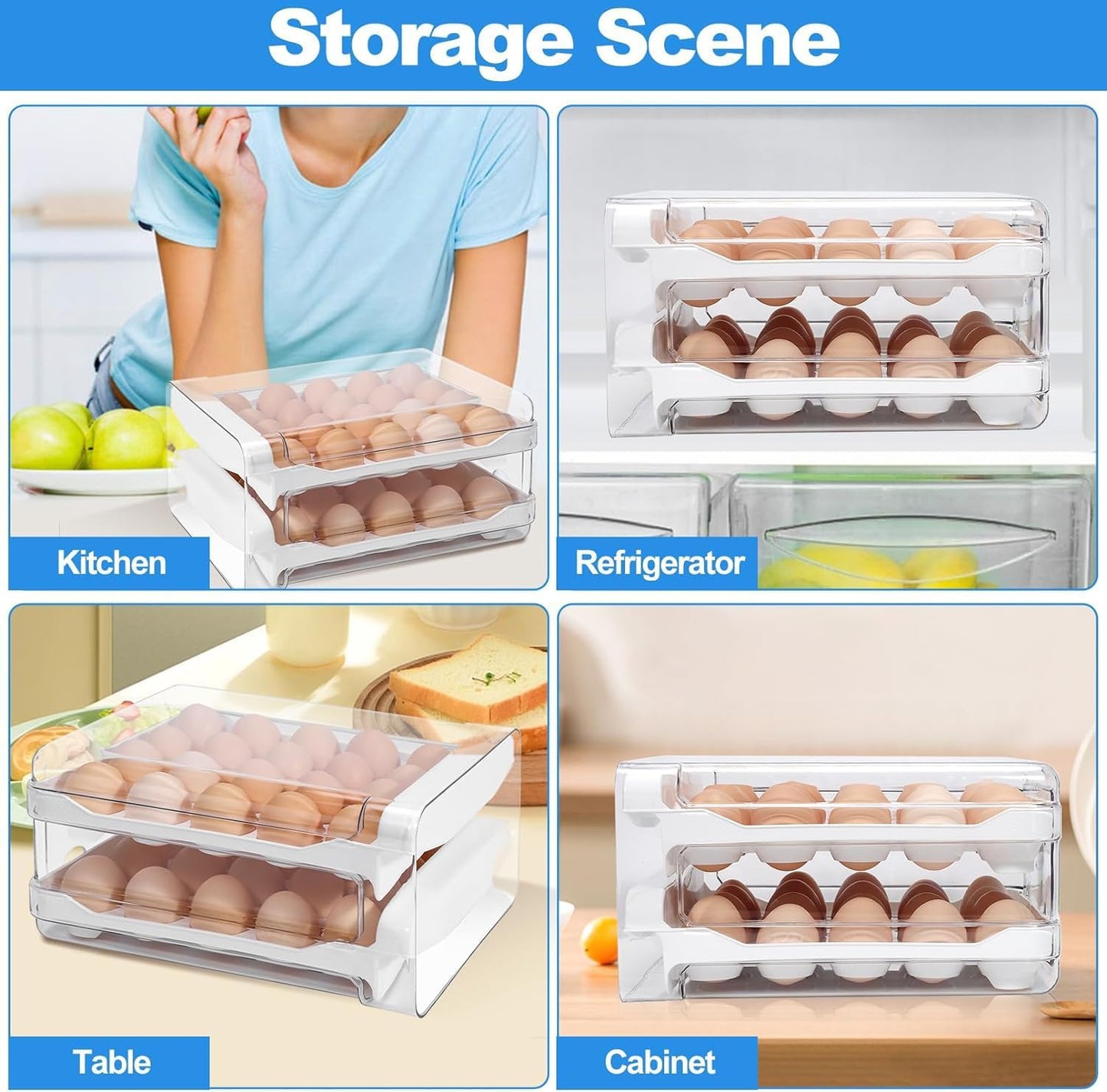 Egg Holder for Refrigerator, 40 Capacity Egg Storage