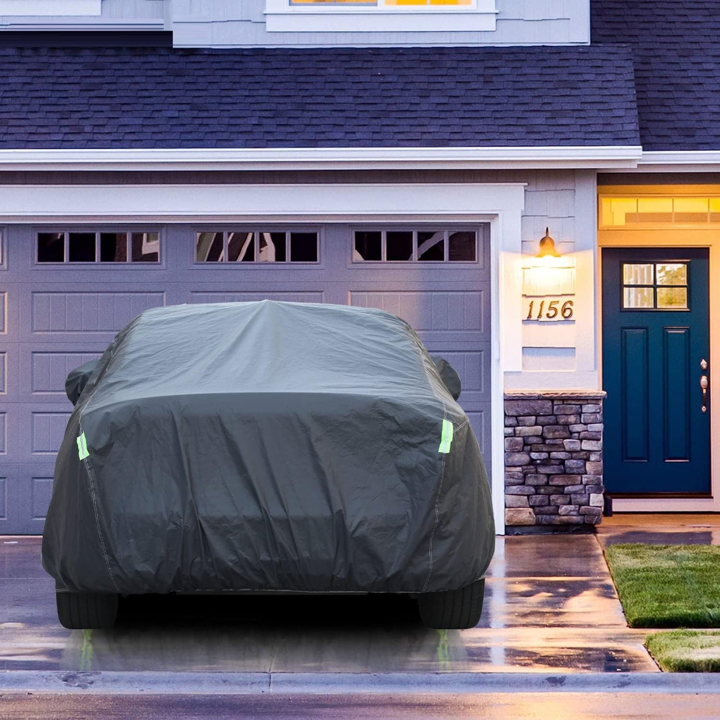 Car Cover Sunscreen UV Protection, Full Exterior Cover with Mirror Pocket/Driver