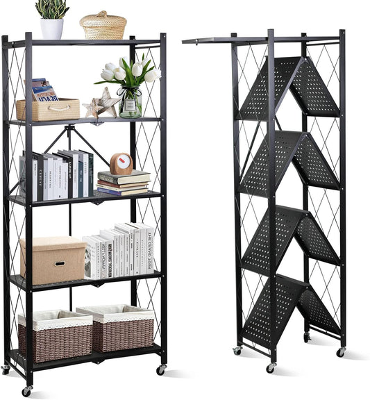 Foldable Storage Shelves 5 Tier, Storage Racks Kitchen Cabinet, Shelf Storage Multipurpose