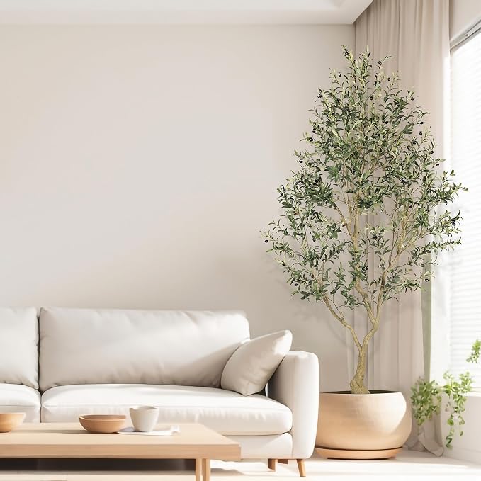 8ft Artificial Olive Tree – Large Faux Olive Plant Indoor with Pot 240cm
