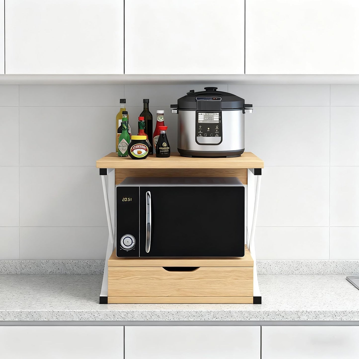 2-Tier Microwave Oven Shelf Stand Rack