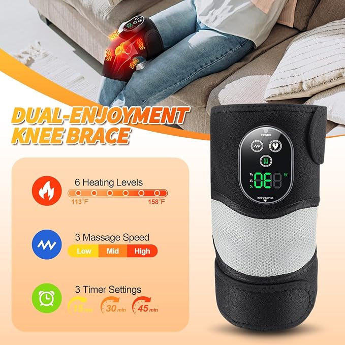 Knee Massager Joint Pain Relief 3-in-1 Cordless Knee Heat Pads