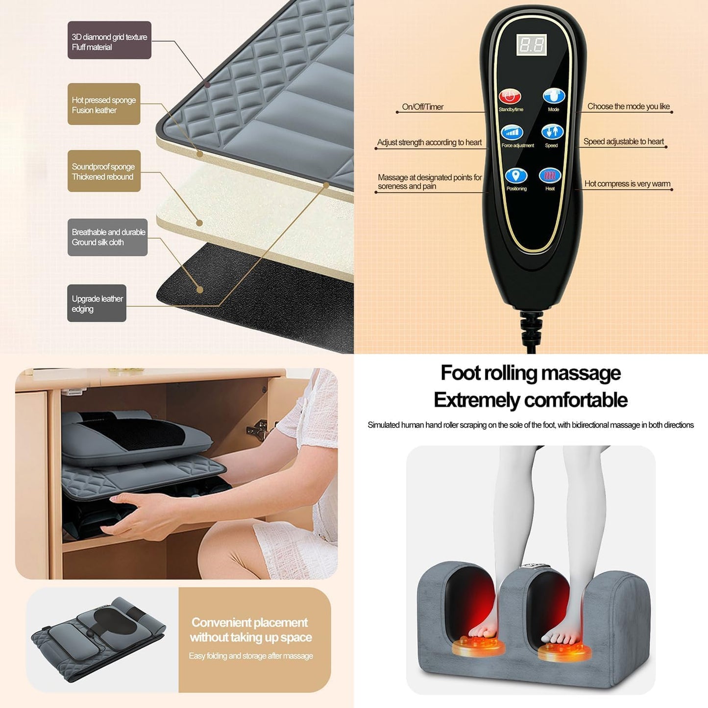 Full Body Massage Mat with Heat Massage Chair pad, Neck Foot Massager , shiatsu