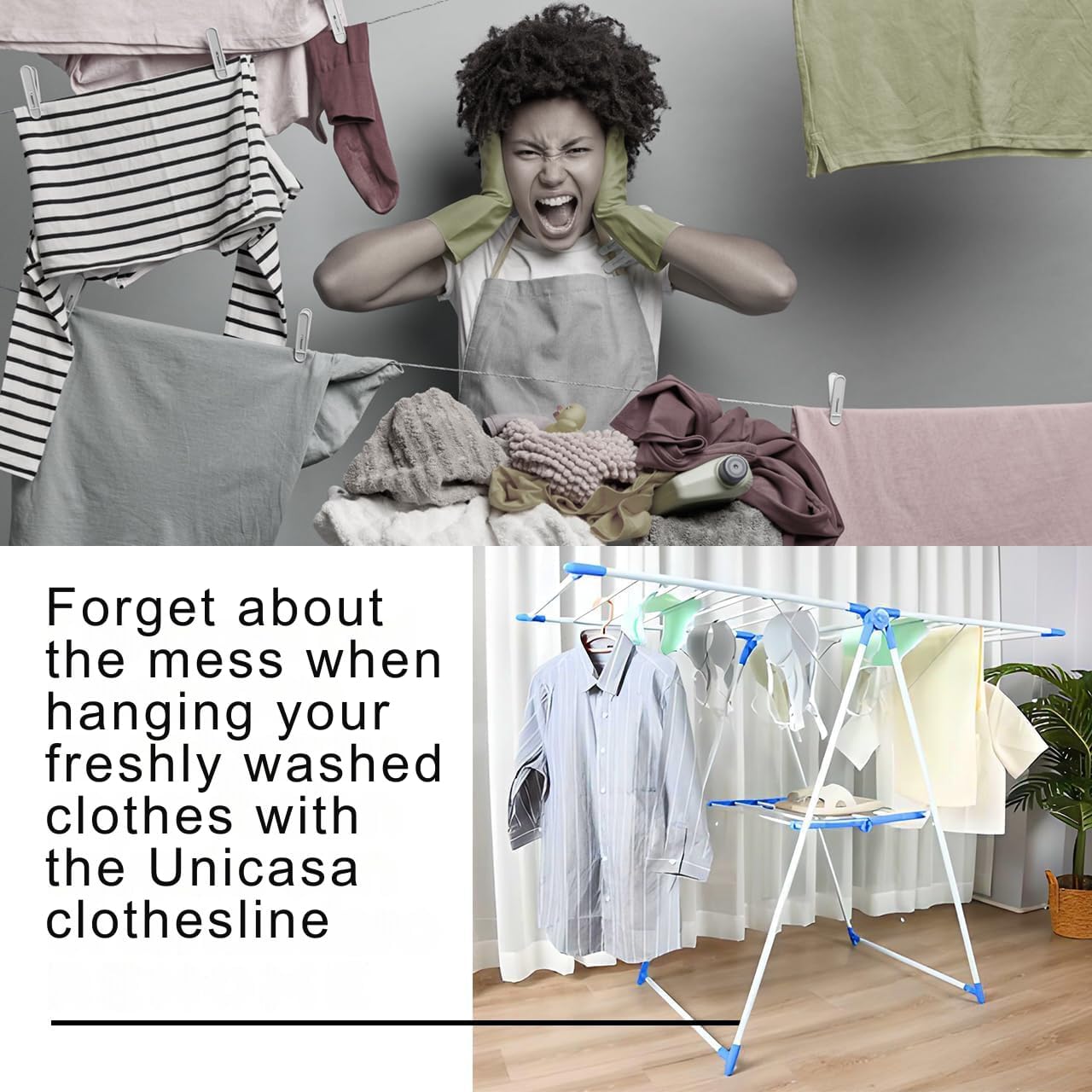 Stainless steel Foldable Cloth Drying Rack with Adjustable Wings (metallic)