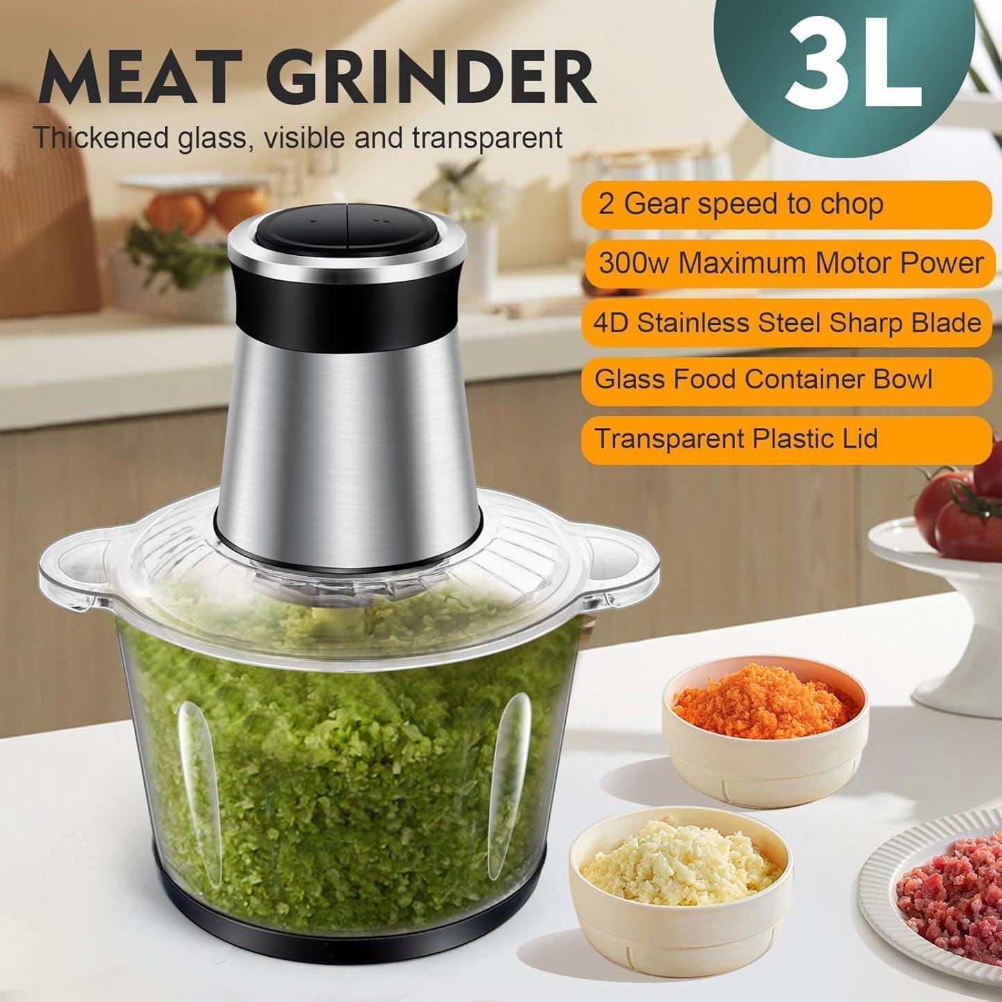 Multi Chopper & Mincer,500W Food Grinder Chopper,2 Speed,6 Detachable