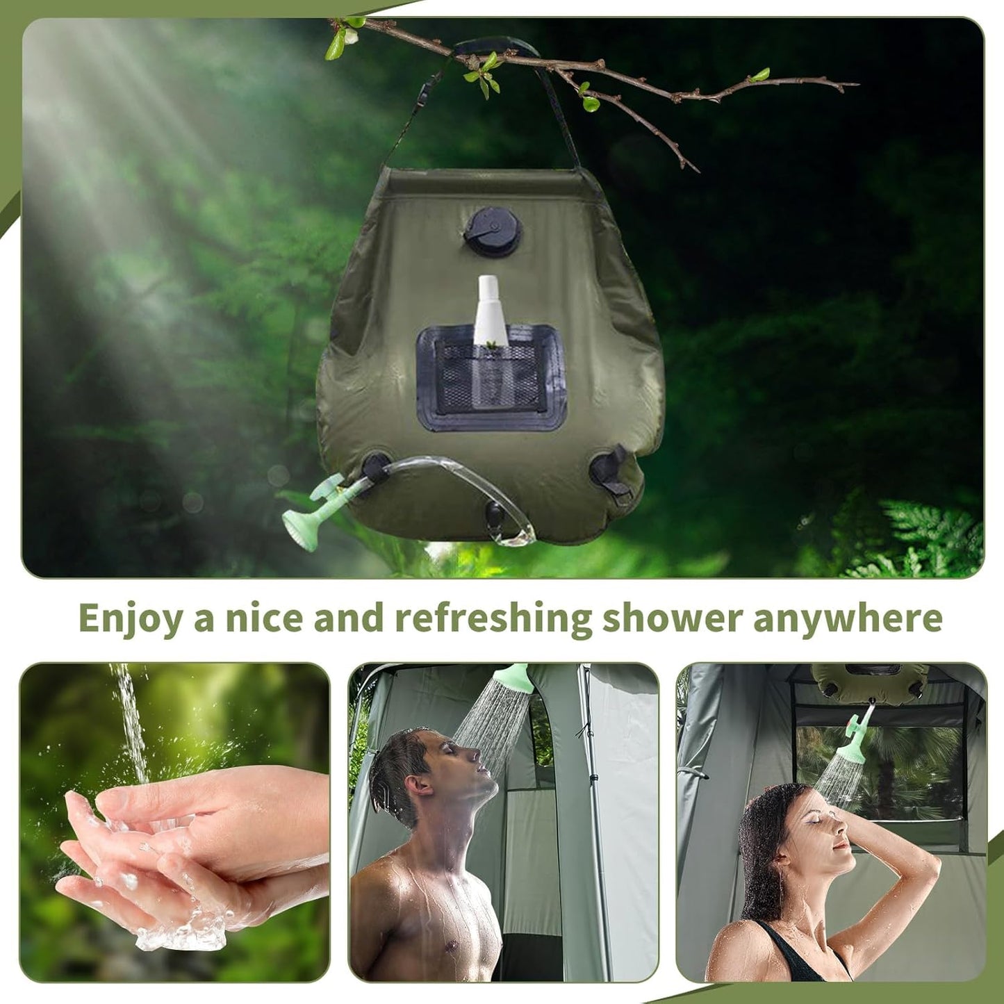 Solar camping Shower Bag, 5 Gallons/20L Camping