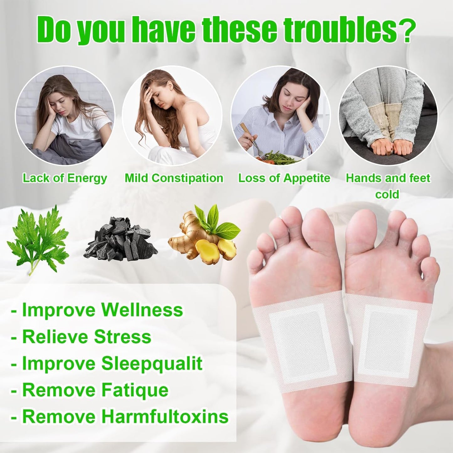 30 Pieces Detox Foot Plasters, Natural Active Ingredients Detox
