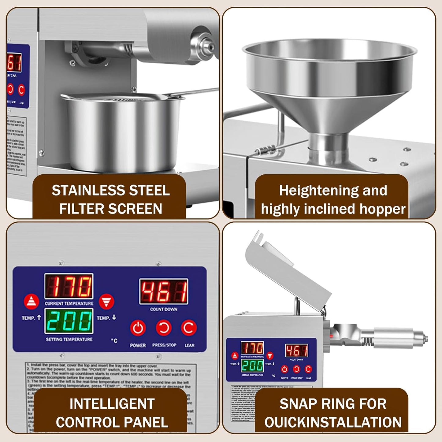 Electric Family/Commercial Healthy Extractor Oil Press Machine