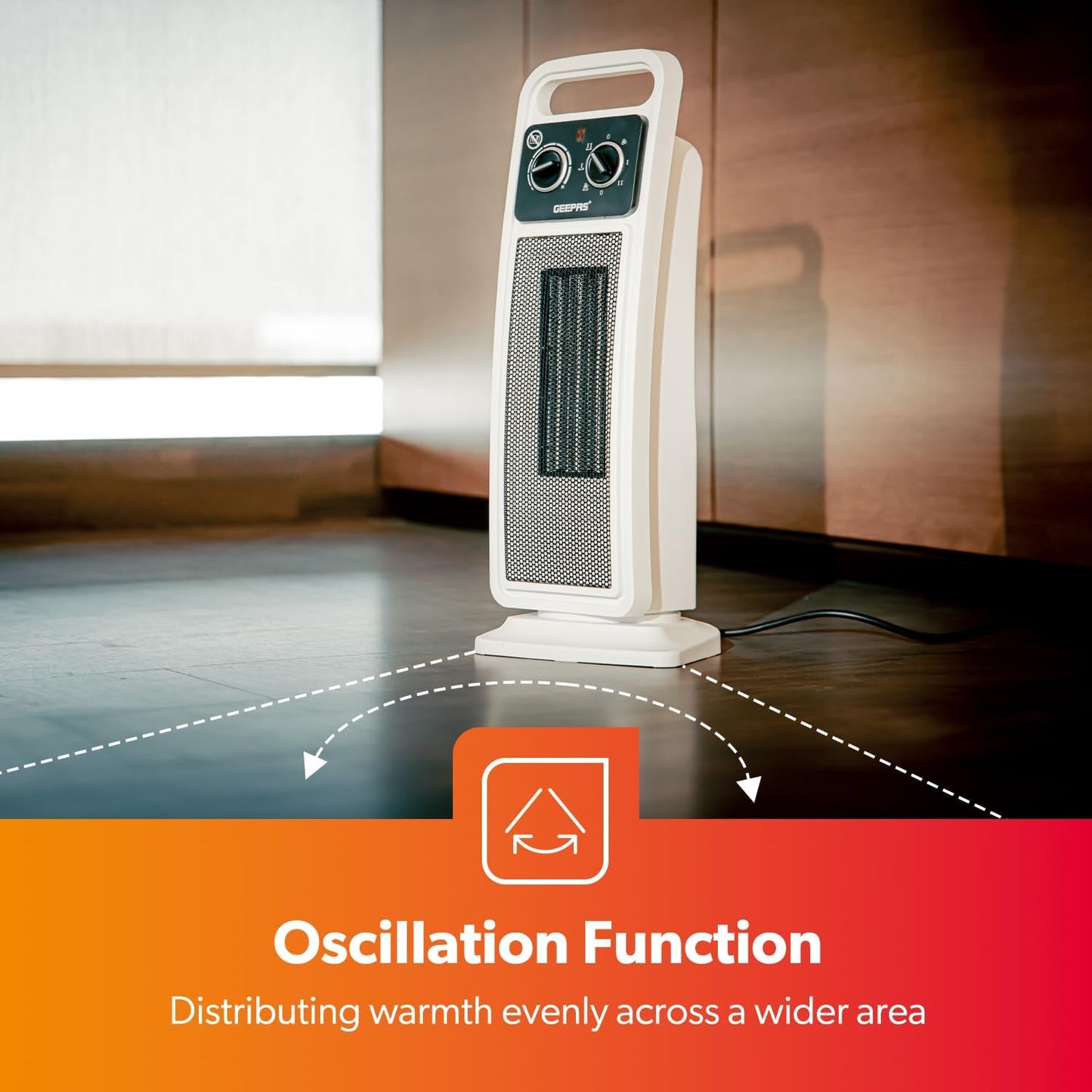 Geepas Ceramic Heater, Portable Electric Space Heater