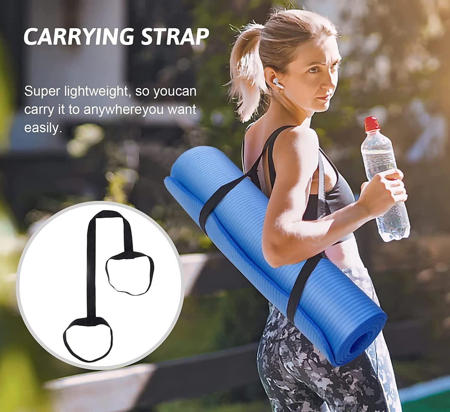 Yoga Mat Floor , Extra Thick Exercise Yoga Gym Floor Mat with Carrying Strap