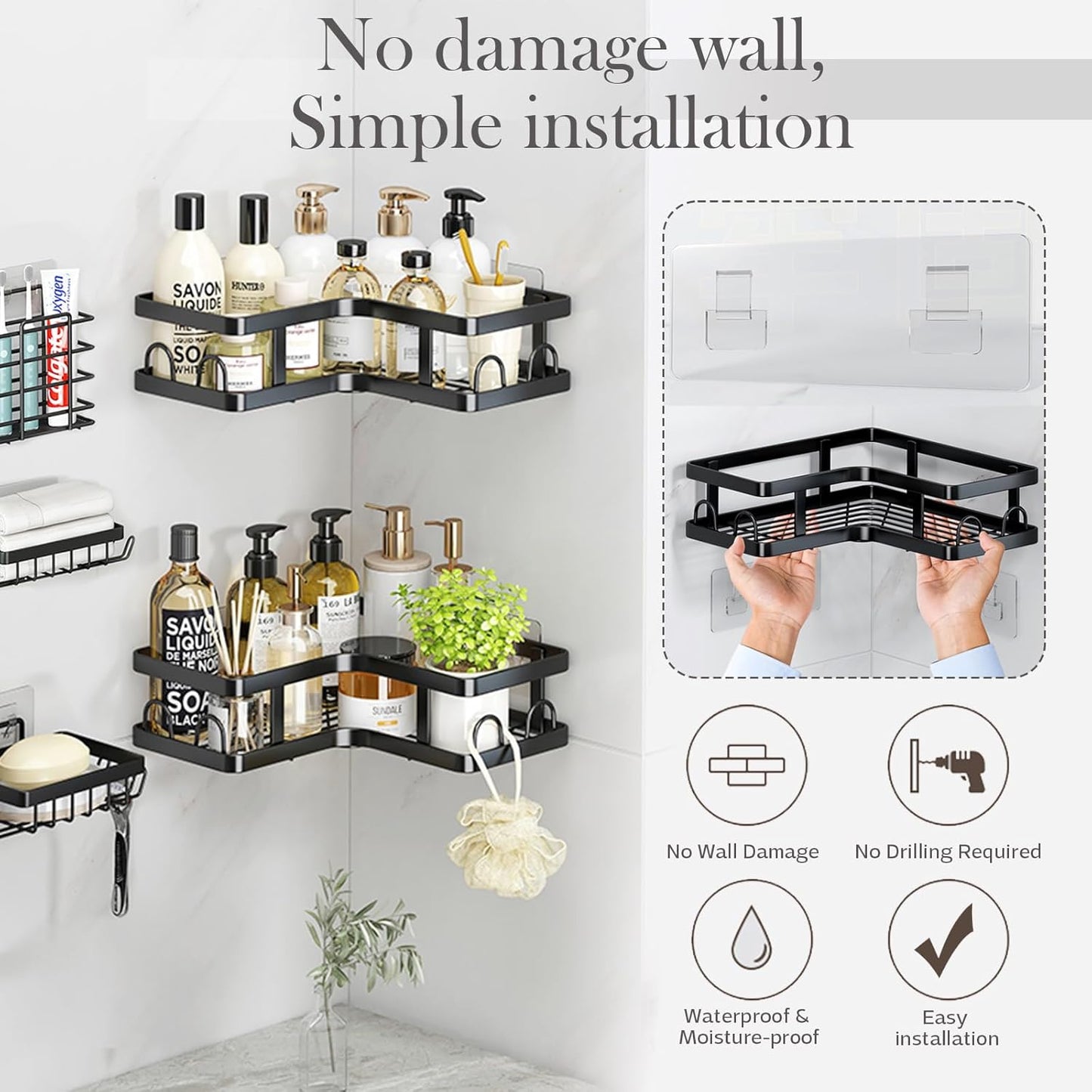 Bathroom / Spice Rack Shower  5pack Shelf for Bathroom, Kitchen Organiser Storage (Very durable)