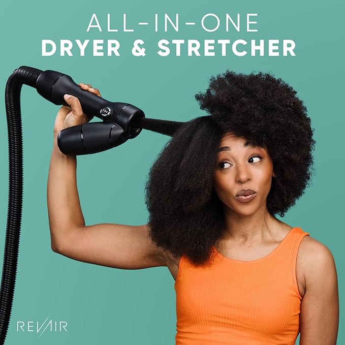 REVAIR Reverse-Air Dryer, Vacuum Hair Dryer for All Hair Types, 800 Watts, Black