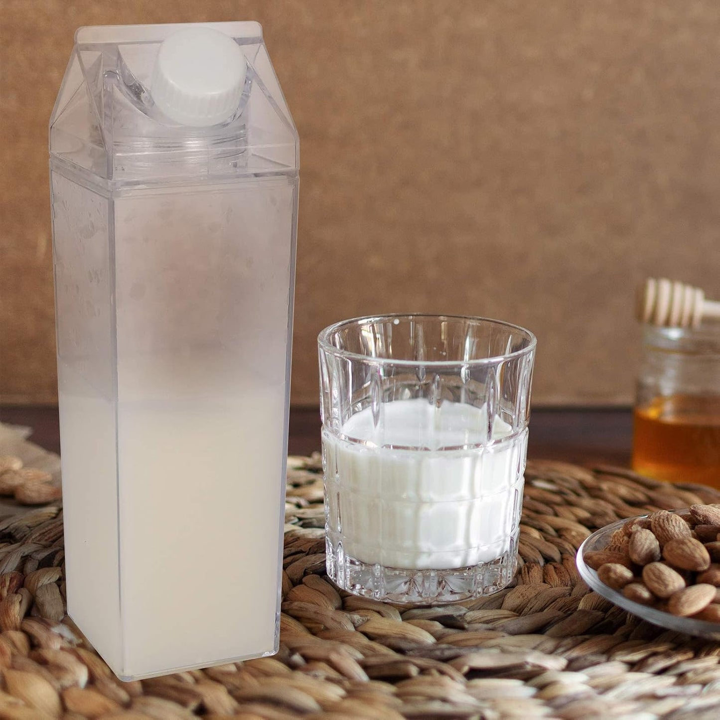 3 Pack Milk/juice Carton Water Bottle, Clear Square Plastic
