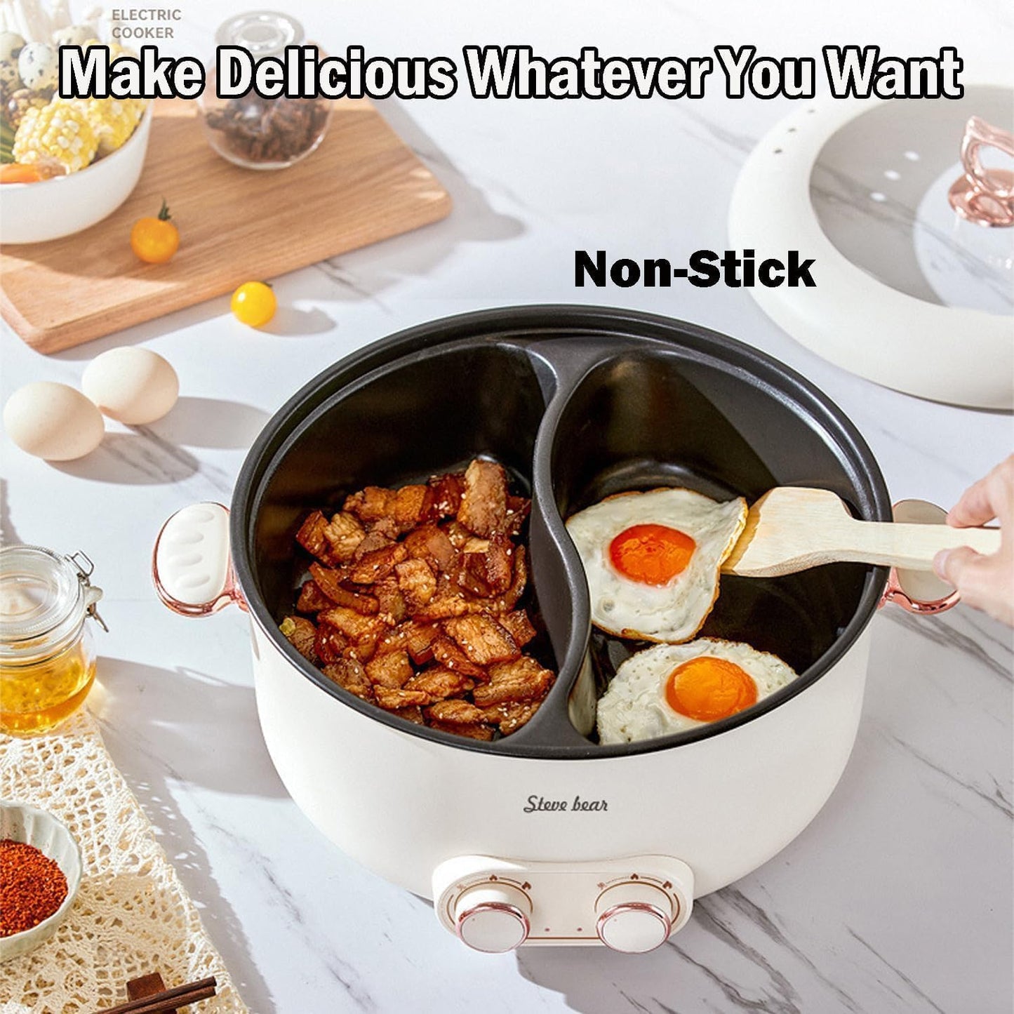 Hot Pot Electric with Divider Double, 6L capacity Non stick